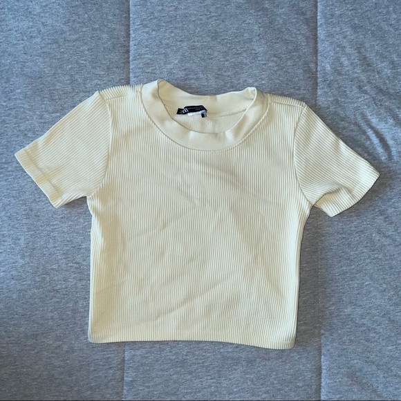 Cream Ribbed Zara T-Shirt - Picture 2 of 4
